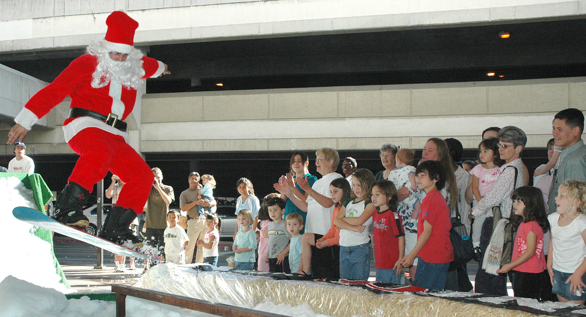 Santa can snowboard? Of course he can.